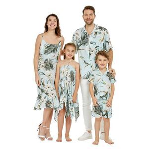 Matchable Family Hawaiian Luau Men Women Girl Boy Clothes In Wispy Cereus Light
